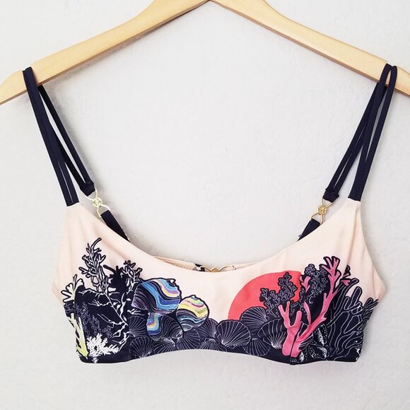 & Other Stories Ocean Floor Bikini Top Buttery Soft Artsy Under The Sea Size 10 - Picture 2 of 16